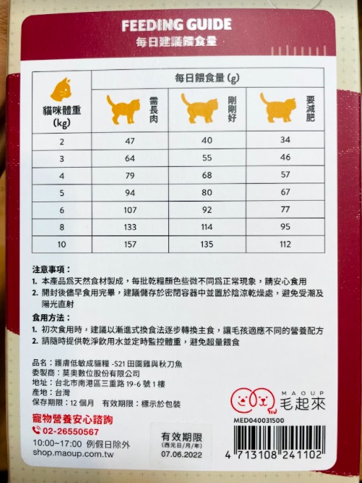 Project S毛食事計畫護膚低敏貓乾糧